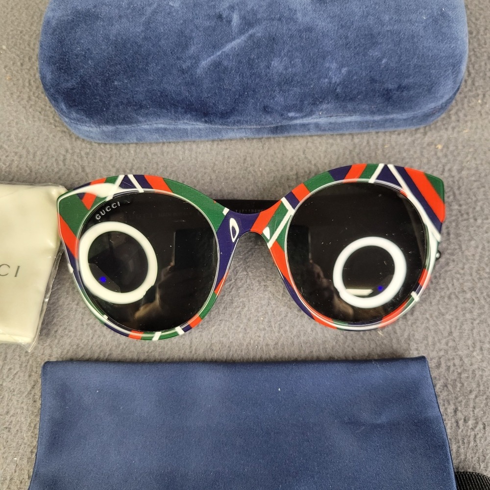 Gucci 2016 Sunglasses Black Green Tiger Oversized Square GG 0028S 010 - Picture 3 of 16